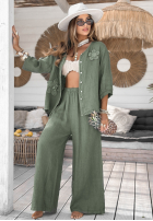 Lniana Blúzka z kwiatami Summer Dream khaki