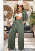 Lniana Blúzka z kwiatami Summer Dream khaki