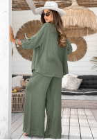 Lniana Blúzka z kwiatami Summer Dream khaki