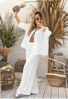 Lniana Blúzka z kwiatami Summer Dream Biela