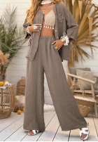 Lniane Nohavice wide leg My Happy Place Mokka