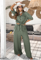 Lniana Košeľa z kieszeniami On Vacation khaki