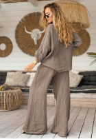 Košeľa z koronką boho Life Gets Better Mokka