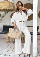 Ľanové nohavice wide leg My Summer Soul biele