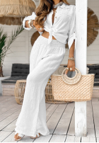 Lniane Nohavice wide leg My Summer Soul biele