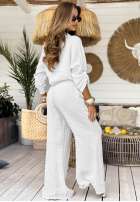 Lniane Nohavice wide leg My Summer Soul biele