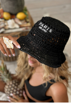 Pleciony Klobúk  bucket hat Paris Milano čierne