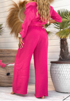 Lniane Nohavice wide leg My Happy Place fuchsiové