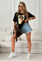 Tričko z nadrukiem Madame Fancy čierne