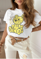 Tričko z misiem i dżetami Smiley Bear Biela
