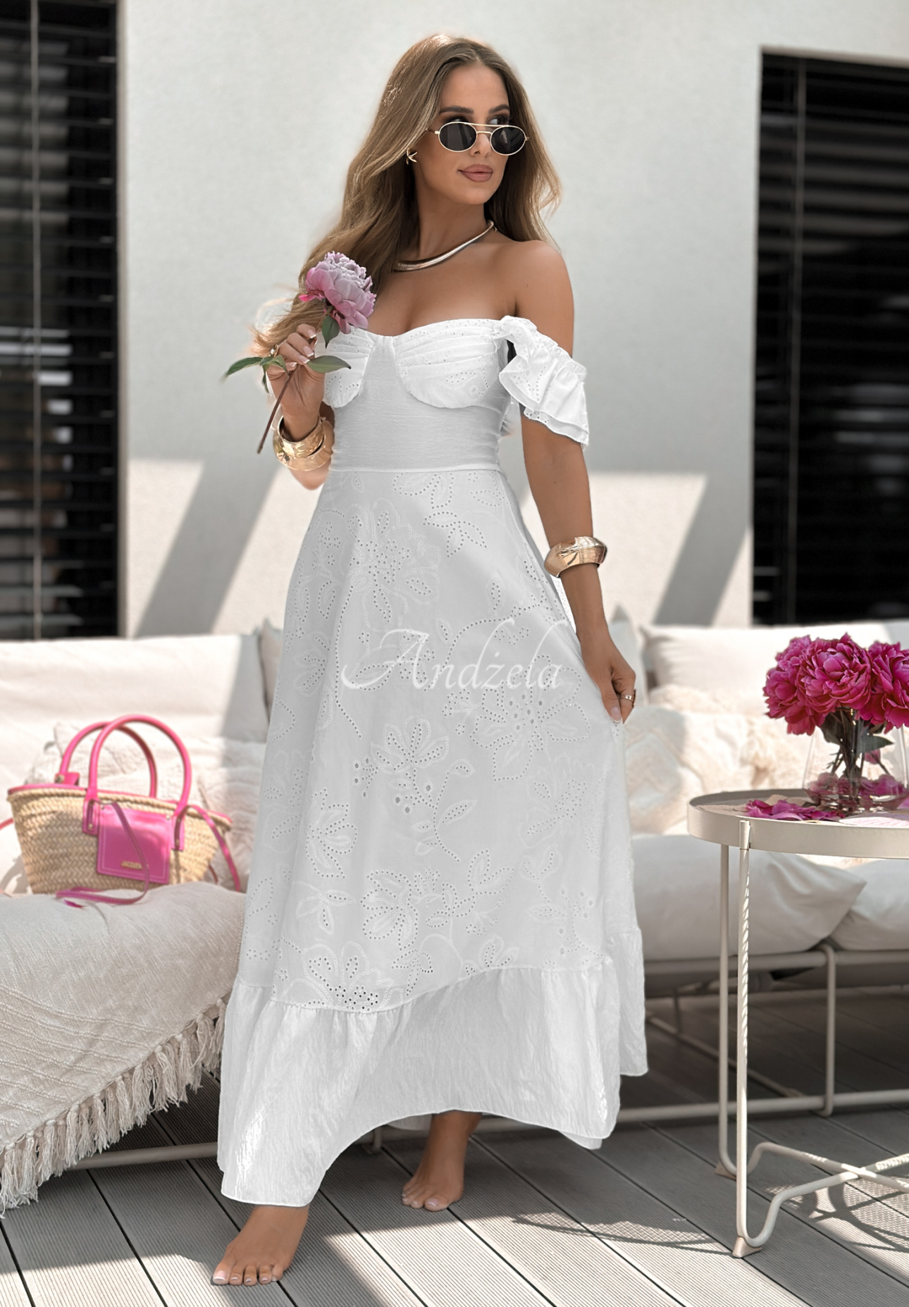 Ažúrové boho šaty Palm Beaches Biela