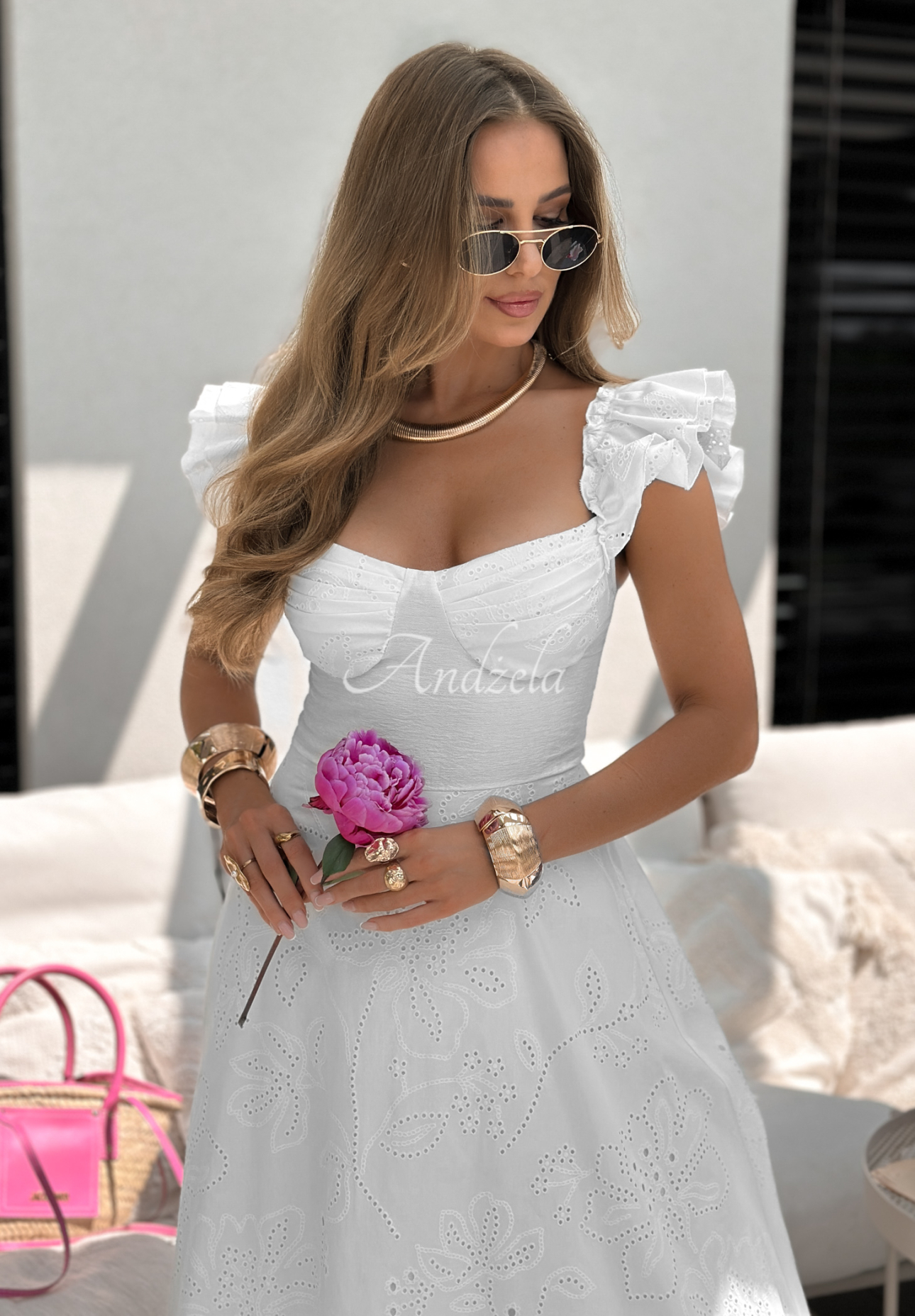 Ažúrové boho šaty Palm Beaches Biela
