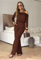 Súprava Blúzka i Nohavice wide leg New Orlean čokoládový