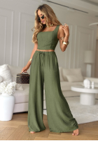 Súprava top i Nohavice wide leg La Colorada khaki