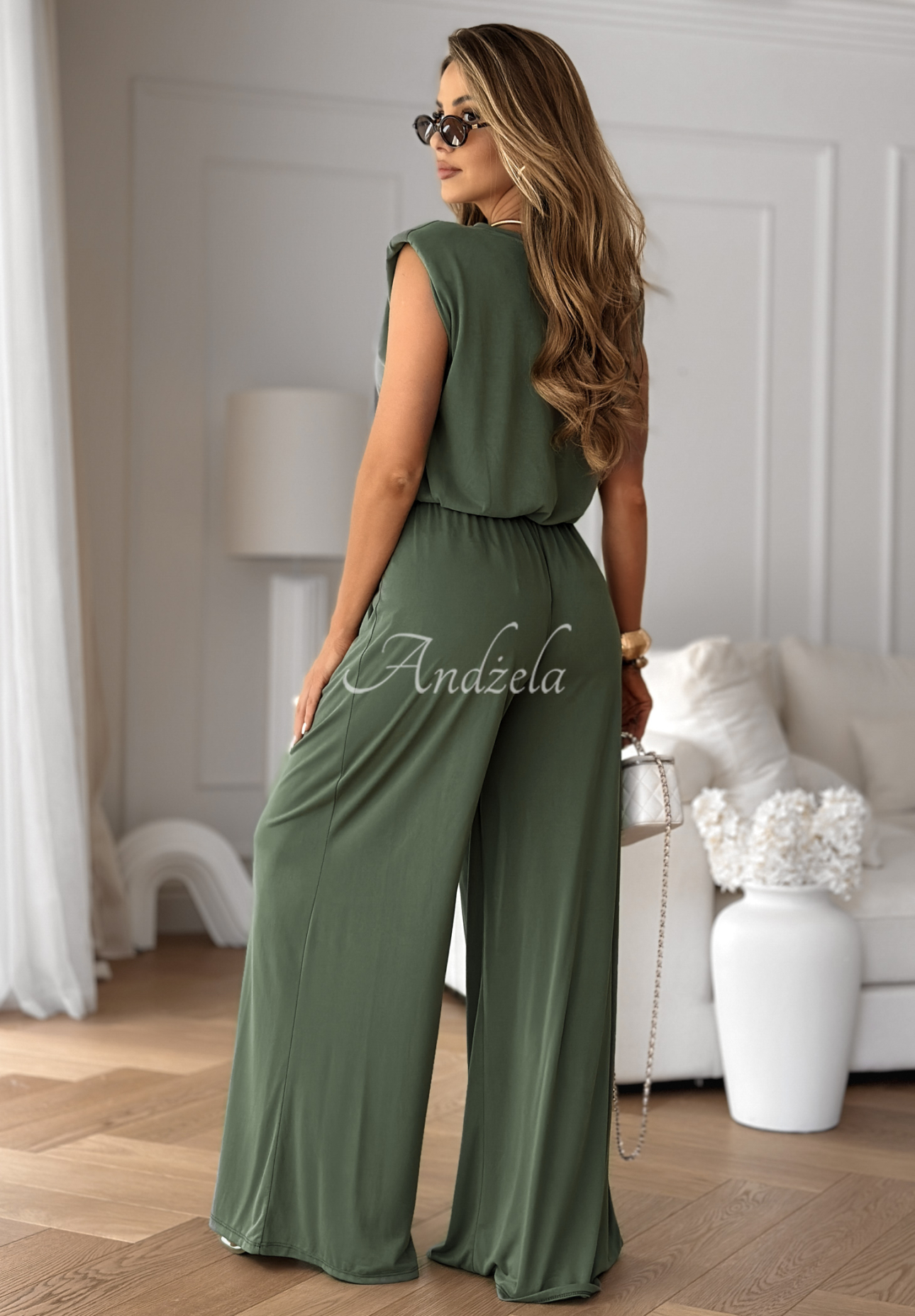 Súprava tank top a nohavice wide leg The Two Of Us khaki