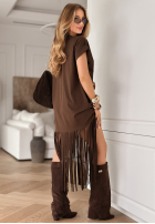 Šaty z frędzlami boho Rancho Cortes čokoládová