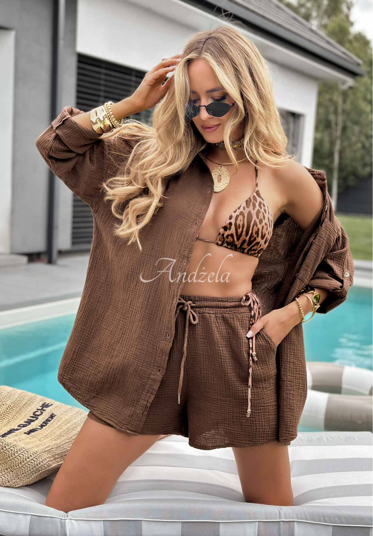 Mušelínová košeľa Elisabetta čokoládová