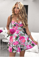 Kwiecista Šaty mini na ramiączkach Bloomery różowo-čierna