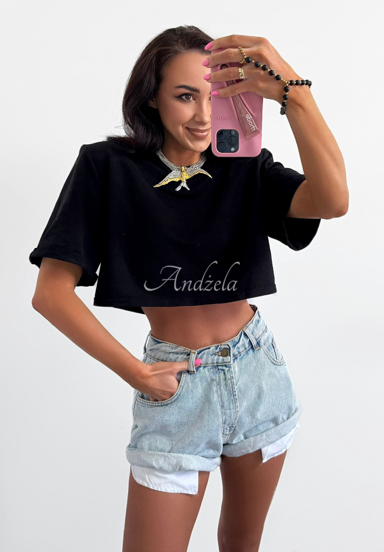 Viskózové krátke tričko La Milla Basic Rush čierne