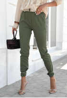 Wiskozowe Nohavice z paskiem Charleston khaki