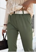 Wiskozowe Nohavice z paskiem Charleston khaki