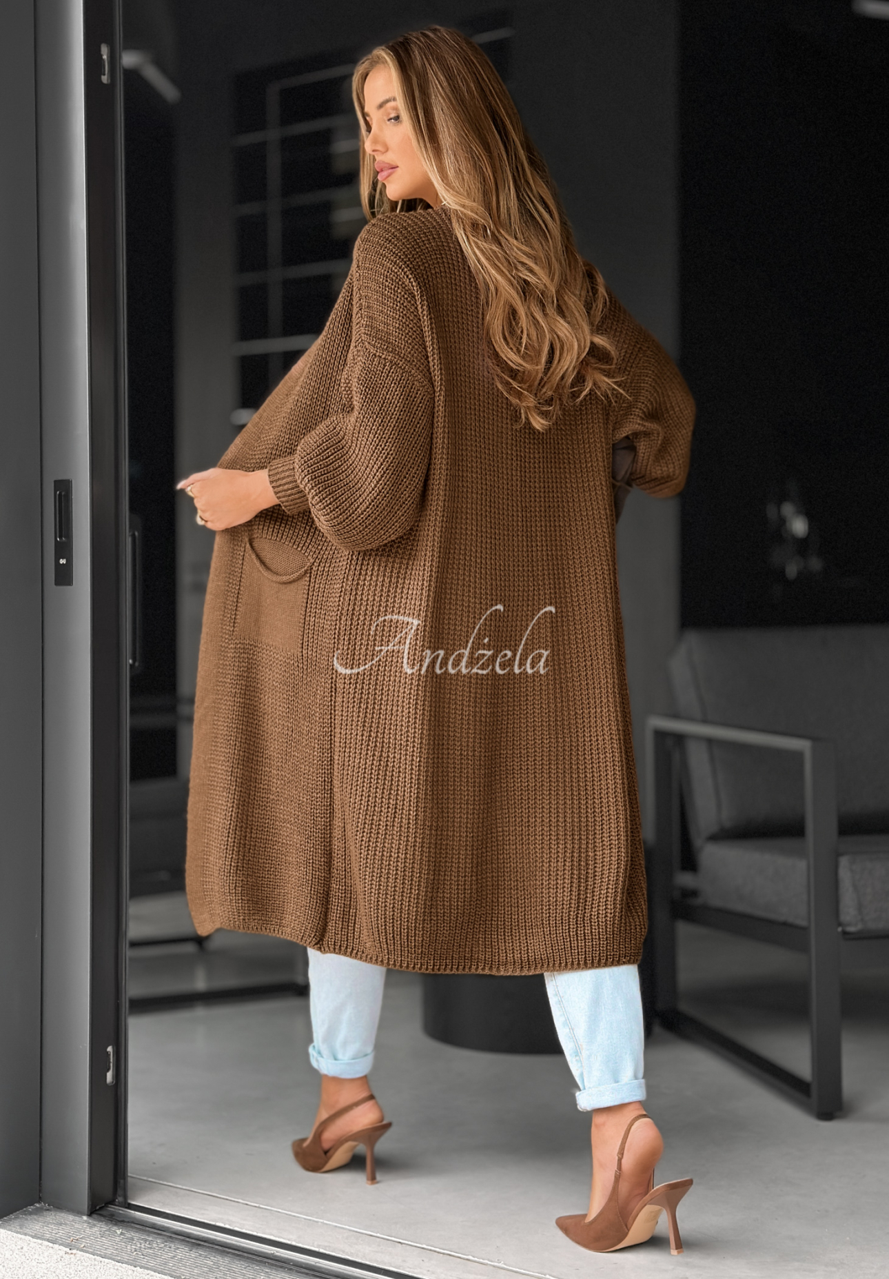 Dlhý kardigan oversize Lincoln Park čokoládový
