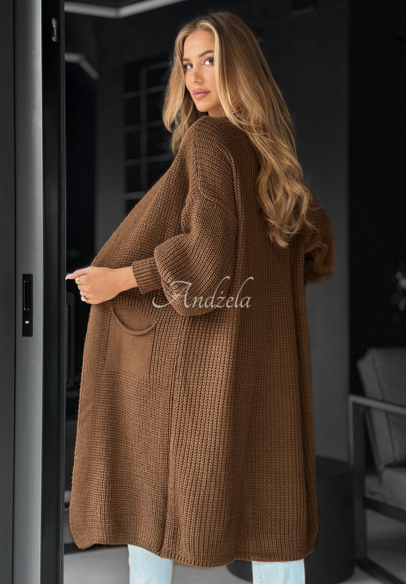 Dlhý kardigan oversize Lincoln Park čokoládový