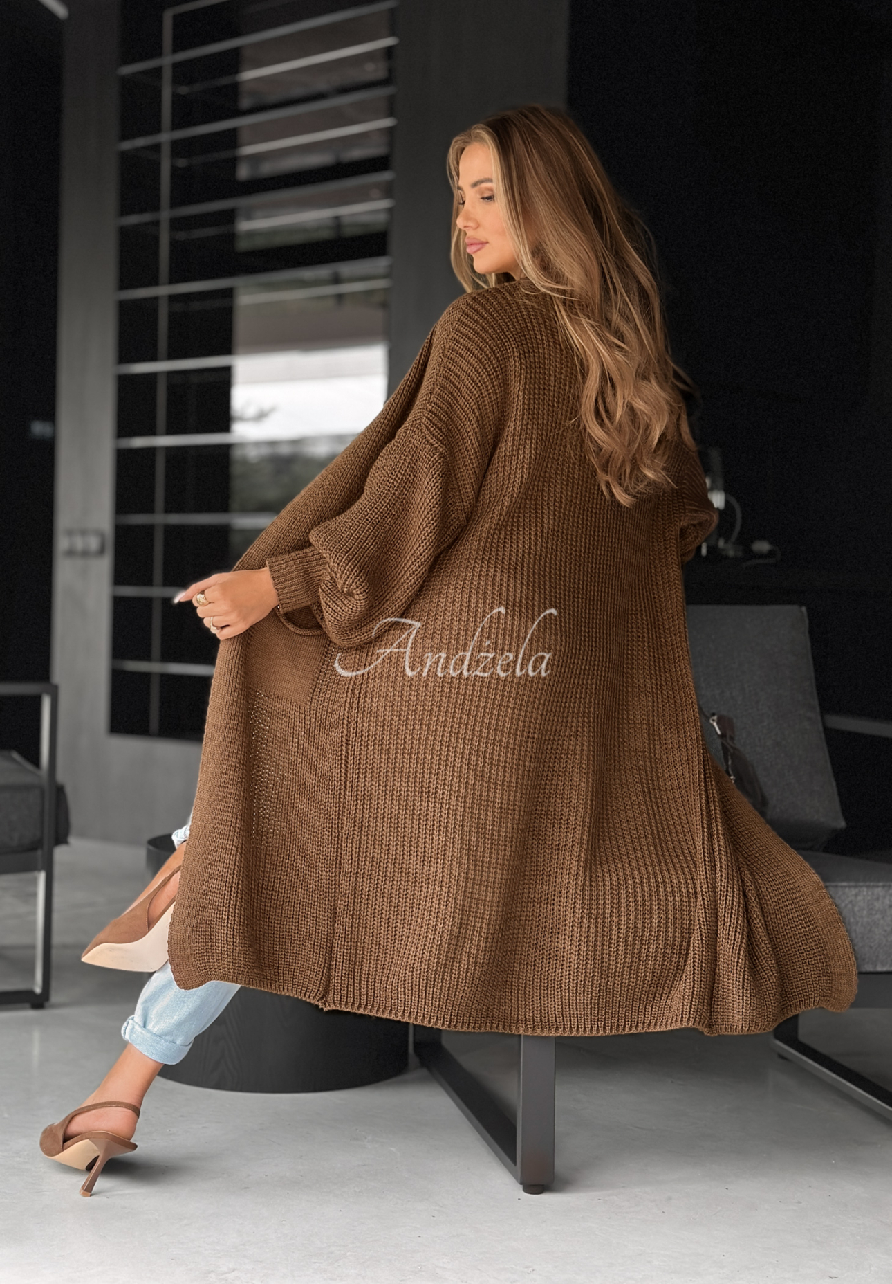 Dlhý kardigan oversize Lincoln Park čokoládový