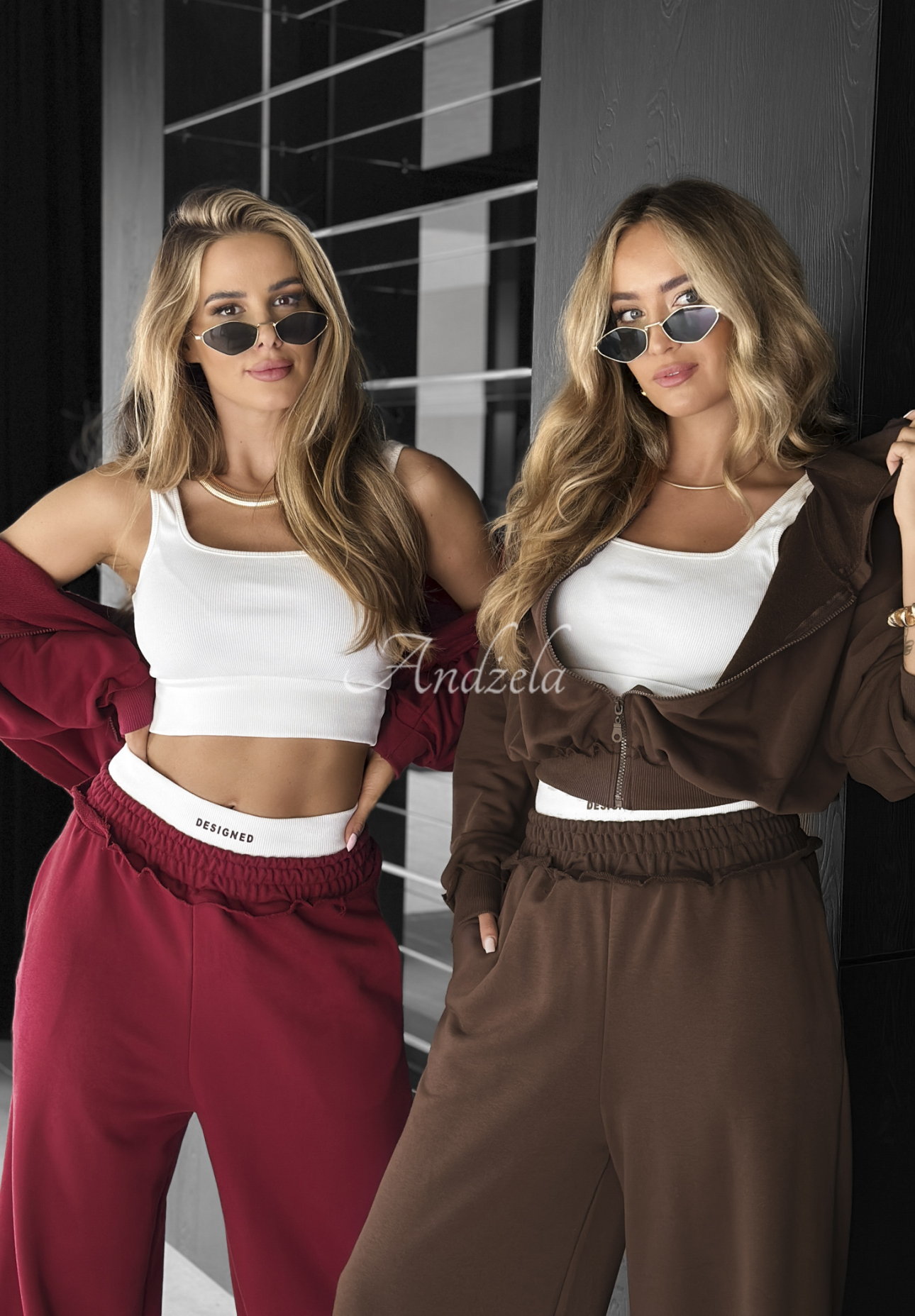 Súprava 3in1 Top, mikina a nohavice wide leg Let’s Do This čokoládový
