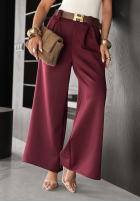 Látkové nohavice wide leg s opaskom Own Your Power bordové