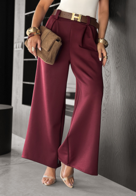 Látkové nohavice wide leg s opaskom Own Your Power bordové