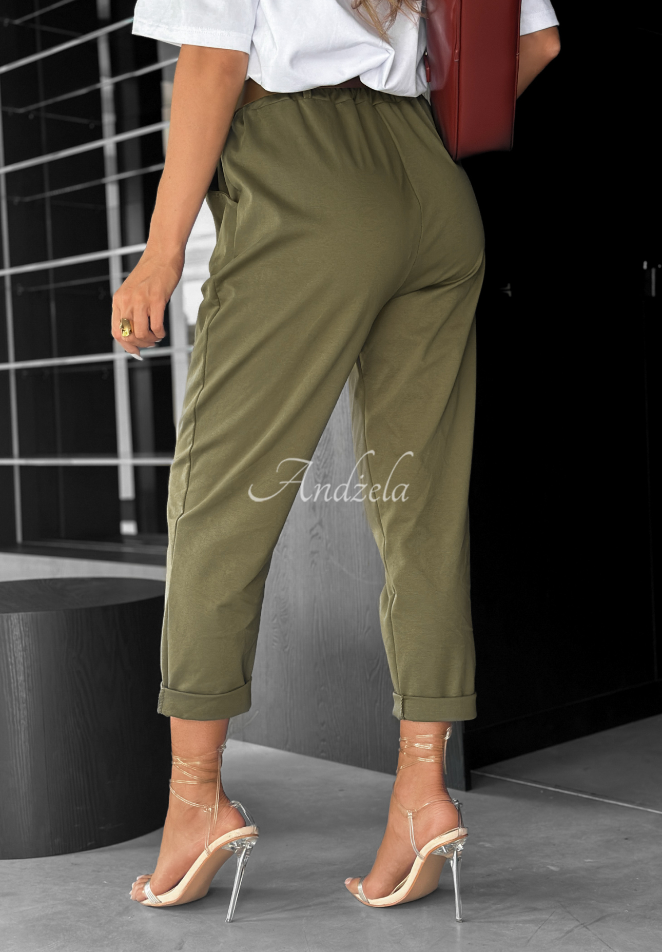 Nohavice s opaskom Take A Look khaki