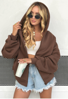 Mikina s kapucňou oversize Don't Tell čokoládová