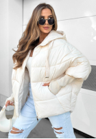 Prešívaná Bunda oversize Maple Leaf béžová