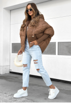 Prešívaná Bunda oversize Maple Leaf čokoládová