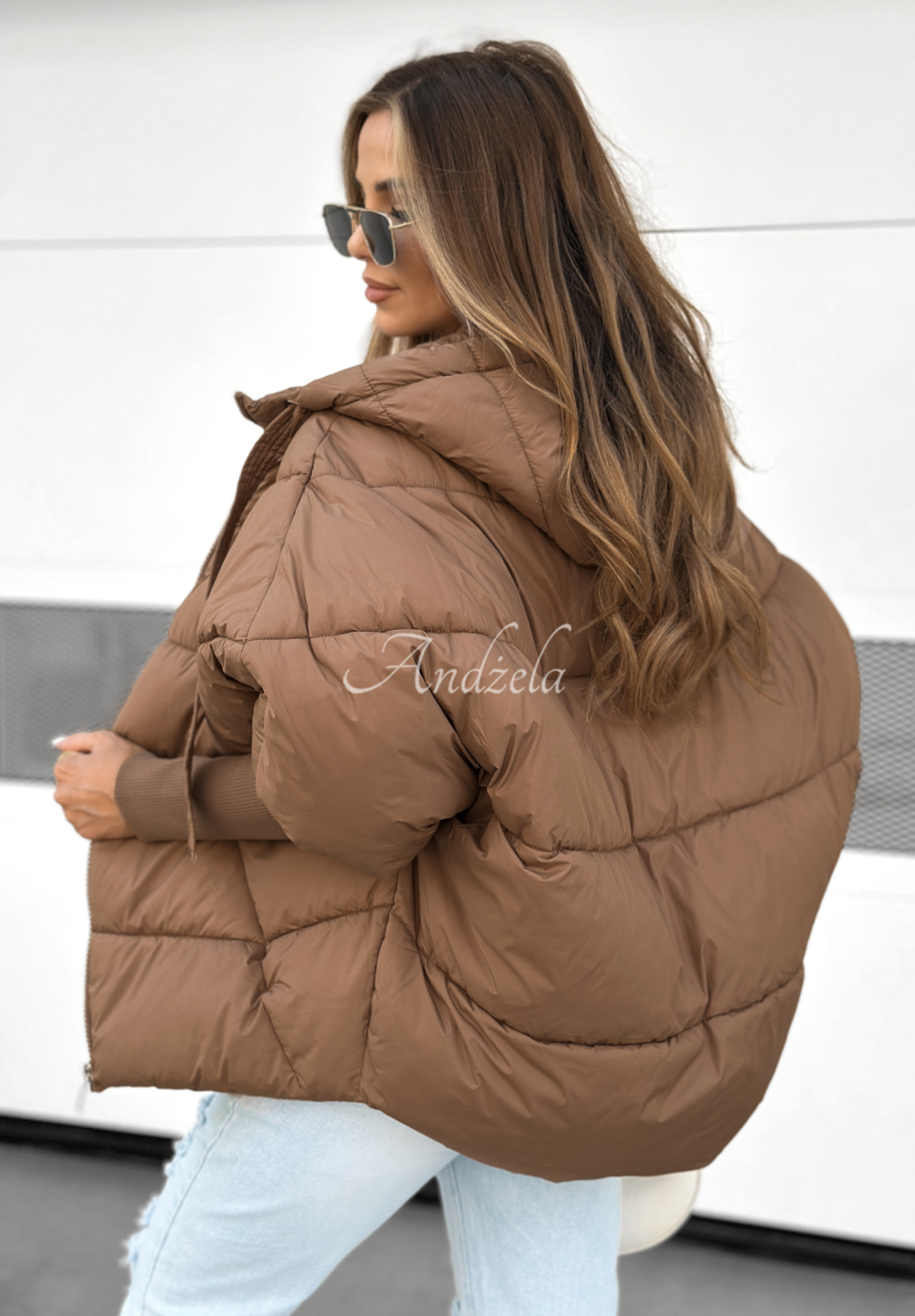 Prešívaná bunda oversize Maple Leaf čokoládová