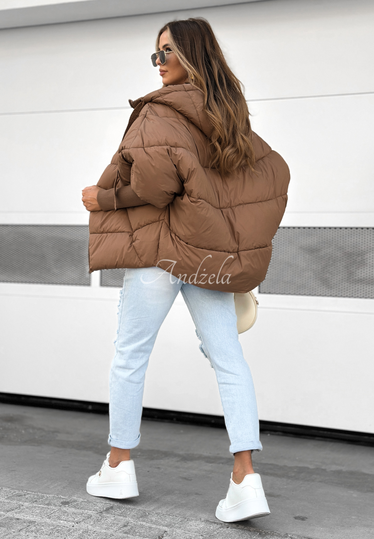 Prešívaná bunda oversize Maple Leaf čokoládová