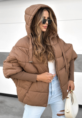 Prešívaná bunda oversize Maple Leaf čokoládová