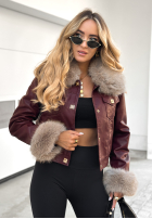 Skórzana Bunda z futerkiem Dare To Do bordová