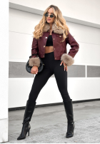 Skórzana Bunda z futerkiem Dare To Do bordová