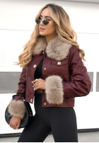 Skórzana Bunda z futerkiem Dare To Do bordová