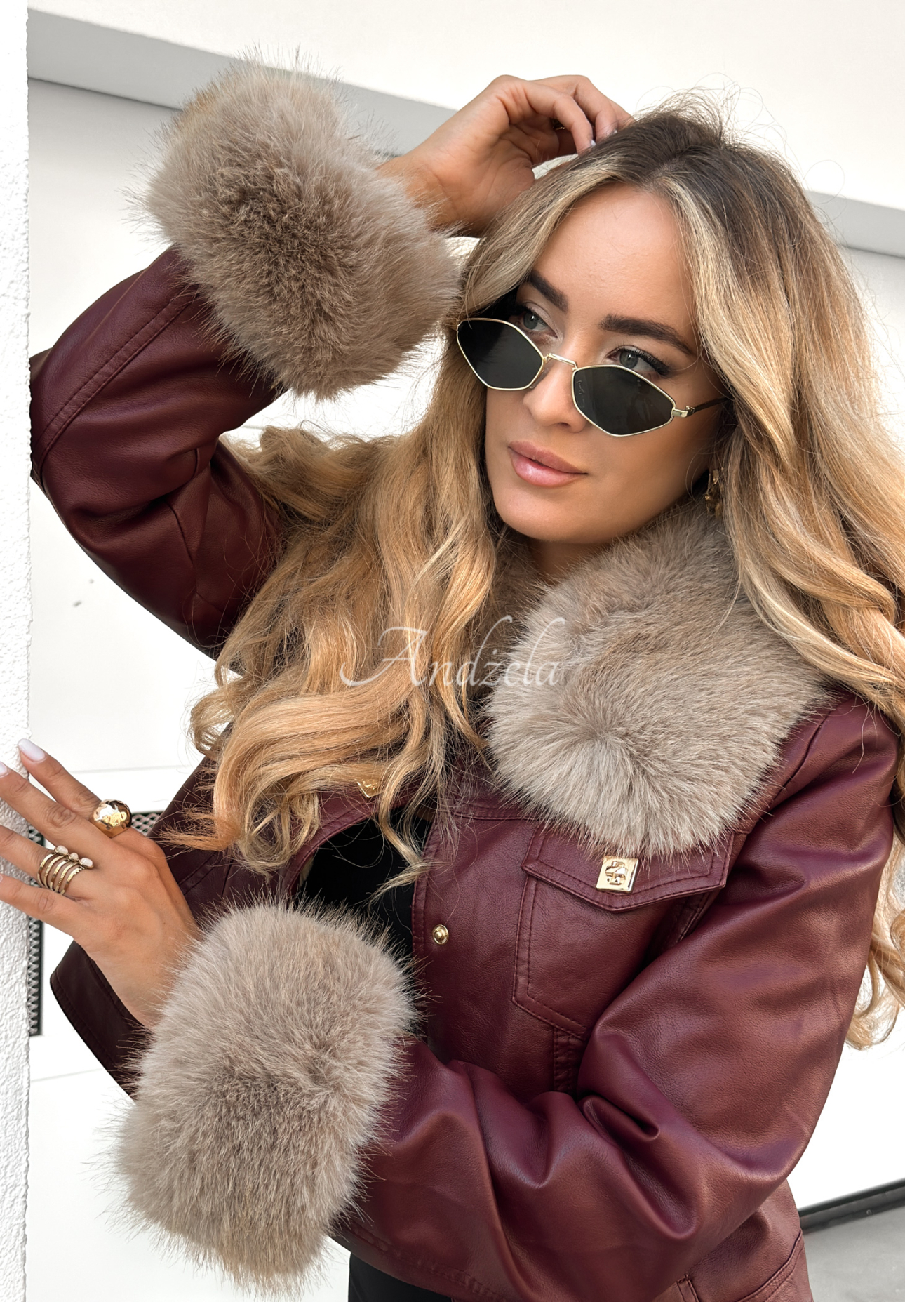 Kožeenka skožušinou Dare To Do bordová