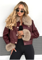 Skórzana Bunda z futerkiem Dare To Do bordová
