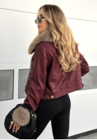 Skórzana Bunda z futerkiem Dare To Do bordová