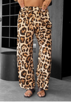 Nohavice wide leg w panterkę Extra Wild béžové