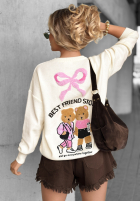 Sveter z misiami Best Friend Story ecru