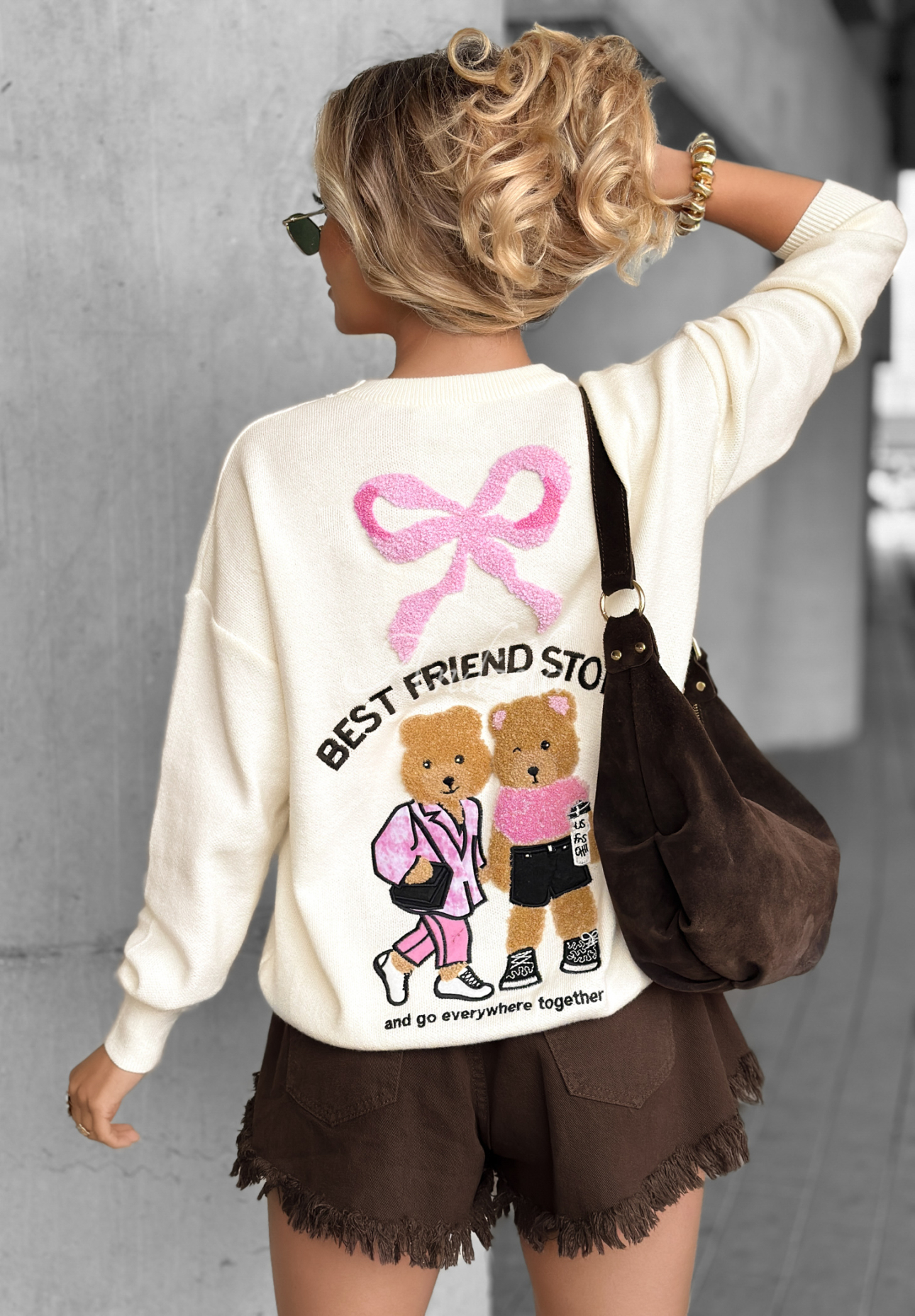 Sveter s medvedíkmi Best Friend Story ecru