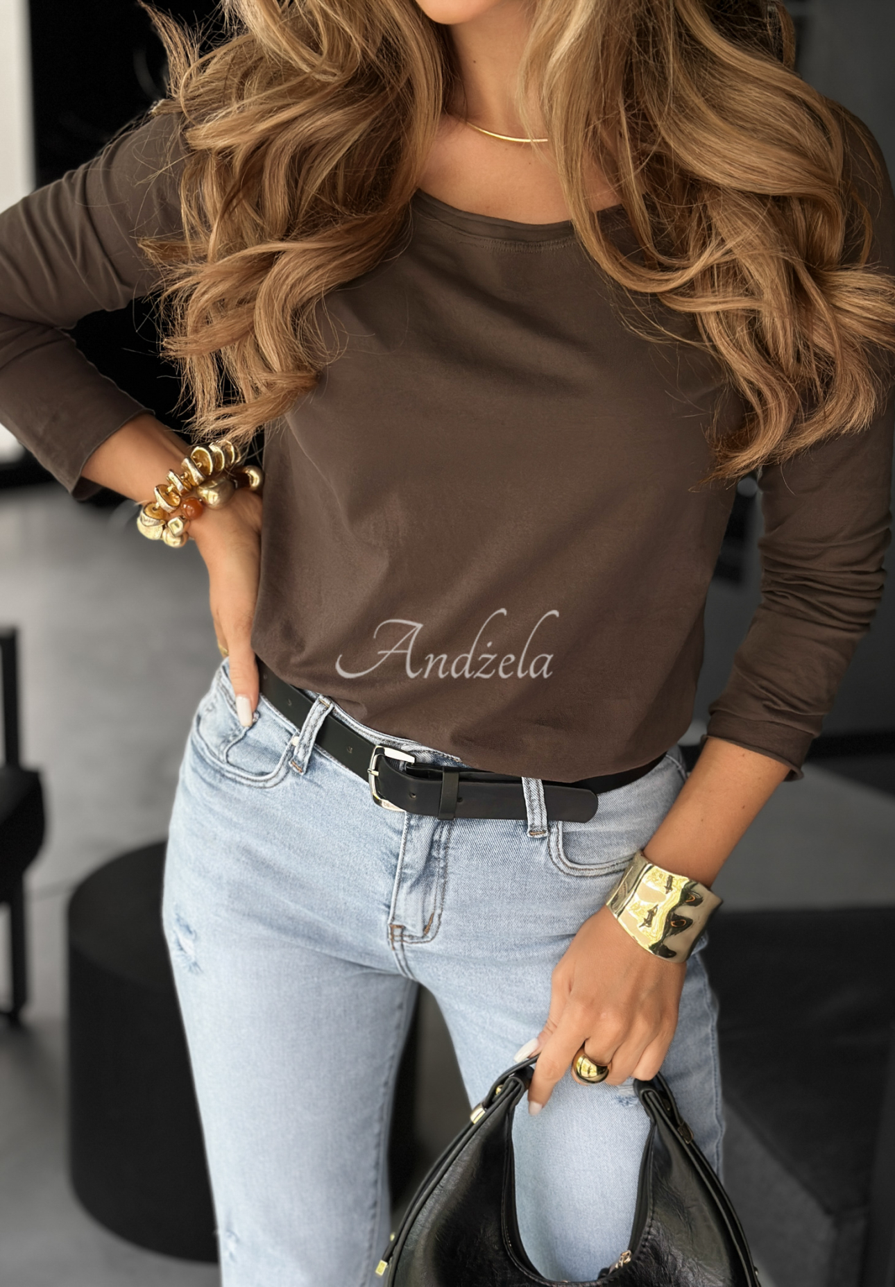 Blúzka longsleeve Not Available čokoládová