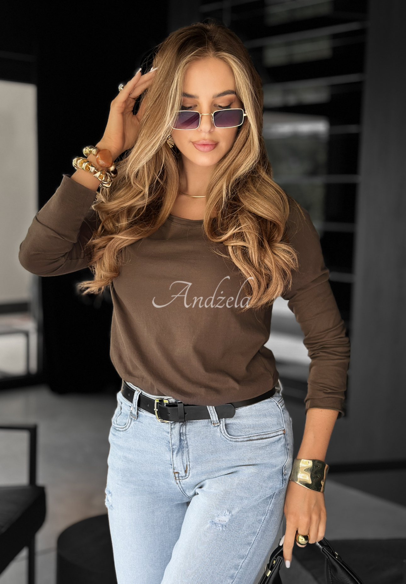 Blúzka longsleeve Not Available čokoládová