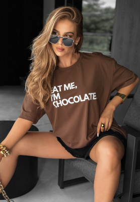 Tričko s potlačou Eat Me čokoládový